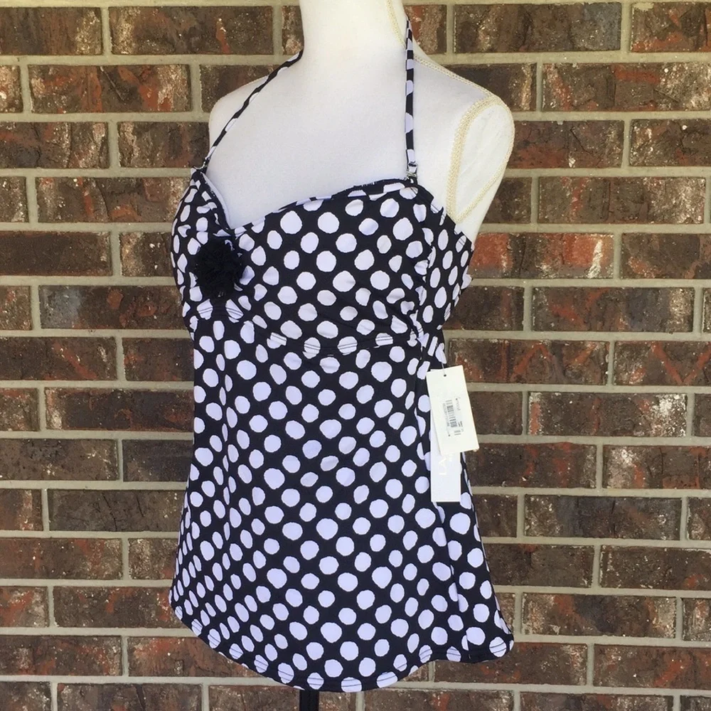 LA Blanca Polka Dot Swimsuit Tankini Top